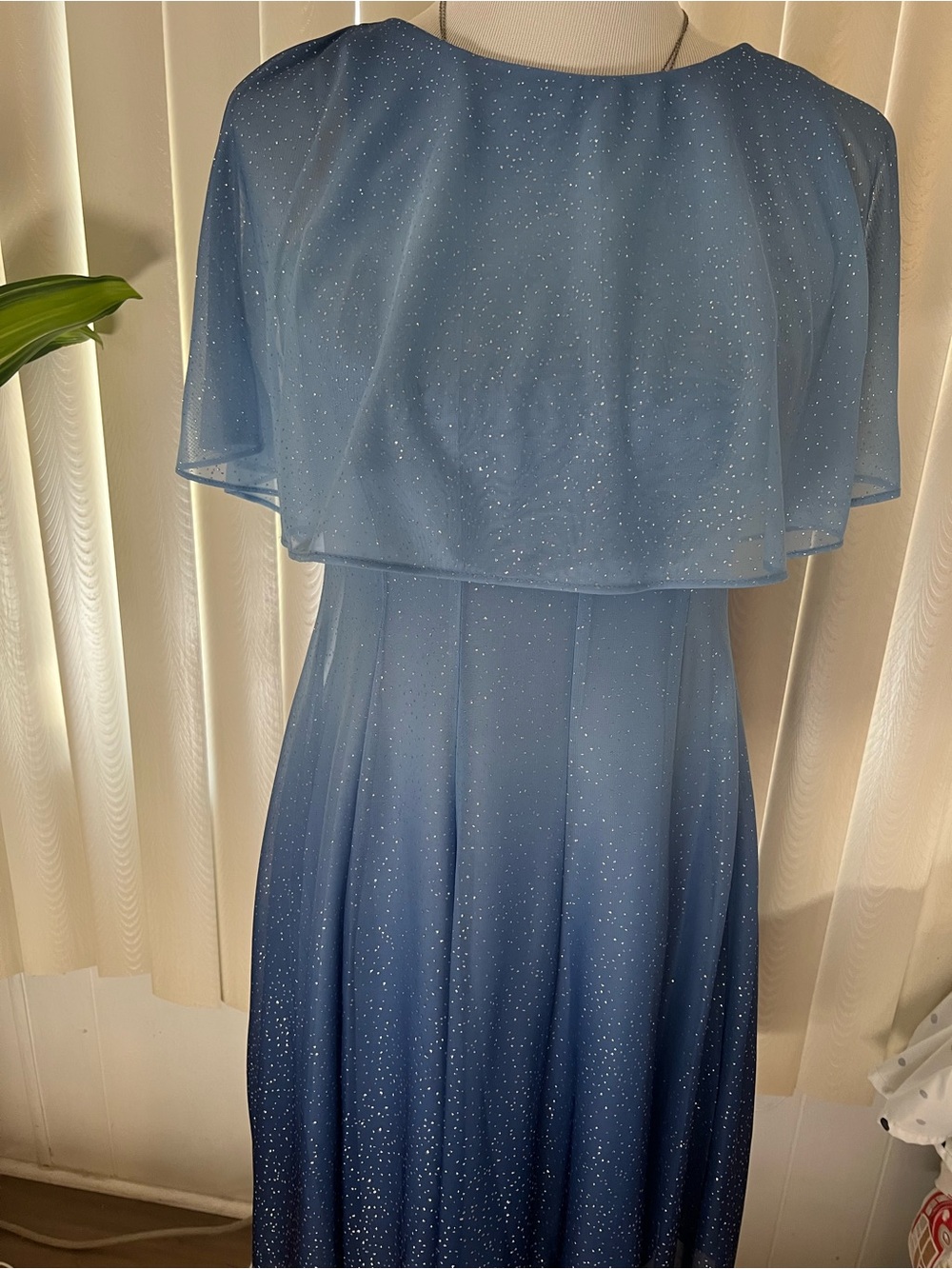 Danny & Nicole Blue Ombre Glitter Midi Dress